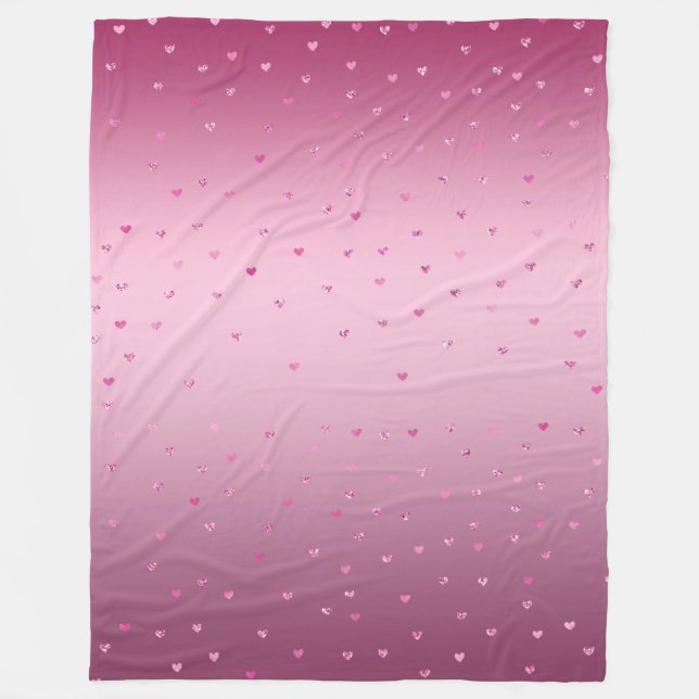Couverture Polaire Coeurs de Parties scintillant en verre rose (Devant)