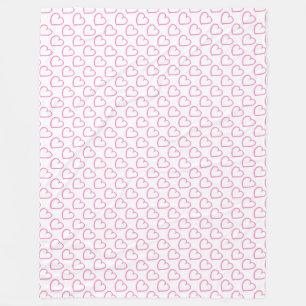 Couverture Polaire Coeurs dessinés à la main rose sur blanc