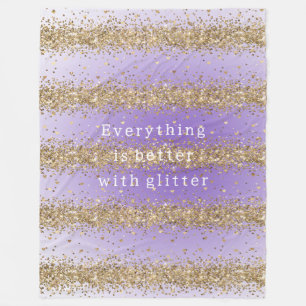 Couverture Polaire Coeurs d'or Sparkle Purple Parties scintillant cit