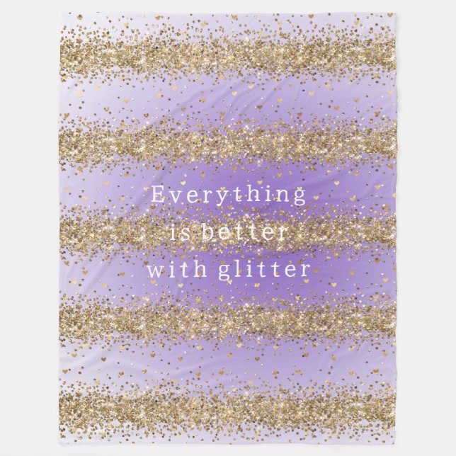 Couverture Polaire Coeurs d'or Sparkle Purple Parties scintillant cit (Devant)