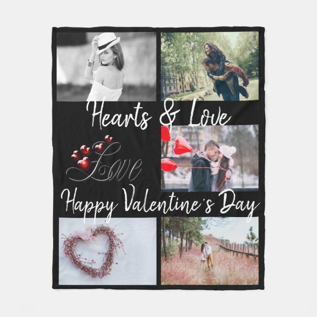 Couverture Polaire Coeurs et amour Saint Valentin Photo noire (Devant)