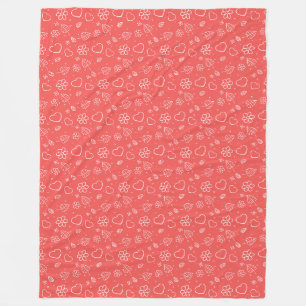 Couverture Polaire Coeurs et Feuilles simples