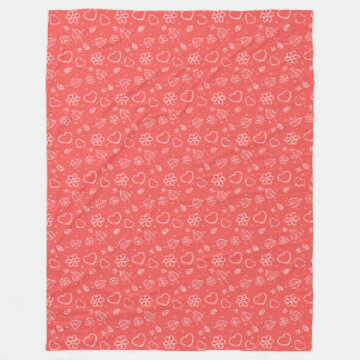 Couverture Polaire Coeurs et Feuilles simples