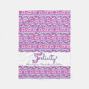Couverture Polaire Coeurs et fleurs lettre F Nom Felicity signifiant
