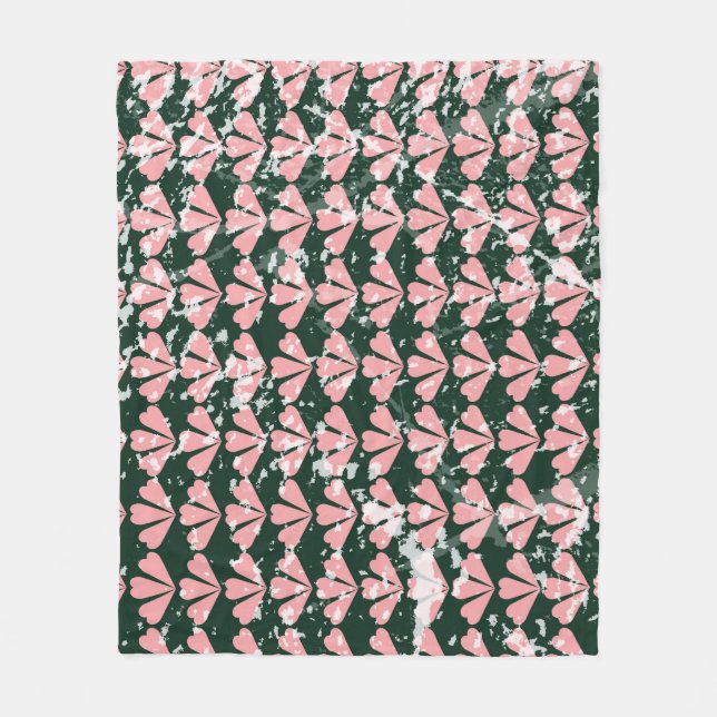 Couverture Polaire Coeurs gronces et fleurs motif. (Devant)