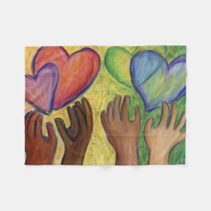 Couverture Polaire Coeurs & Mains Aimer Diversité Art Soft Blanket