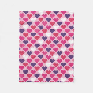 Couverture Polaire Coeurs mignons rose et violet motif romantique