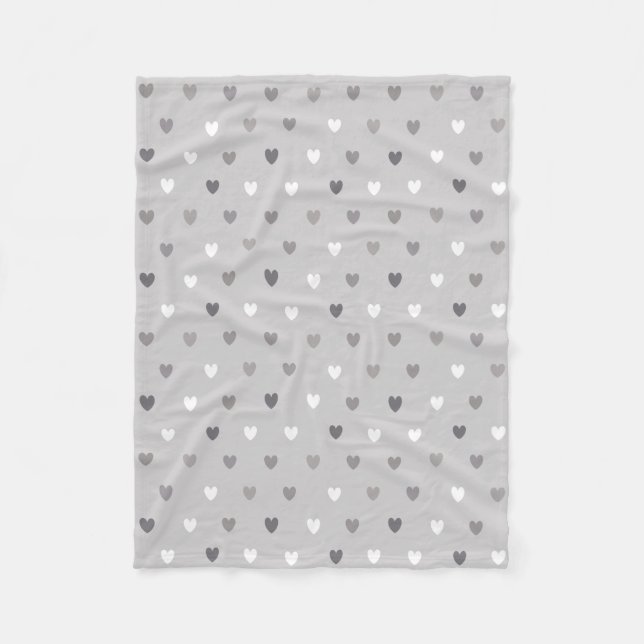 Couverture Polaire Coeurs minuscules de polka aux nuances du gris (Devant)