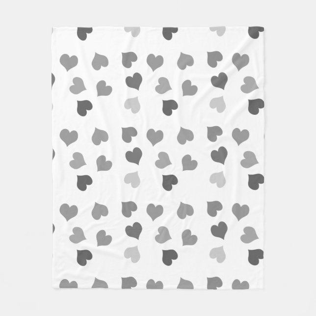 Couverture Polaire Coeurs noirs et blancs mignons (Devant)