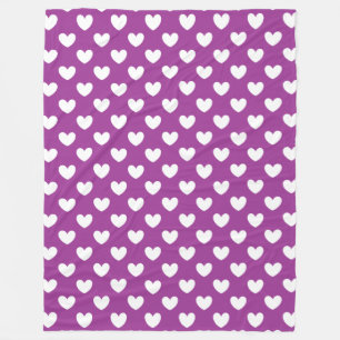 Couverture Polaire Coeurs polka blanc sur Cactus violet Fleur violet
