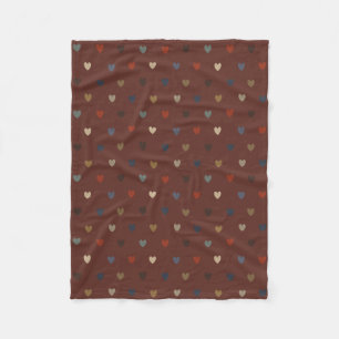 Couverture Polaire Coeurs Polka sur kilim brown