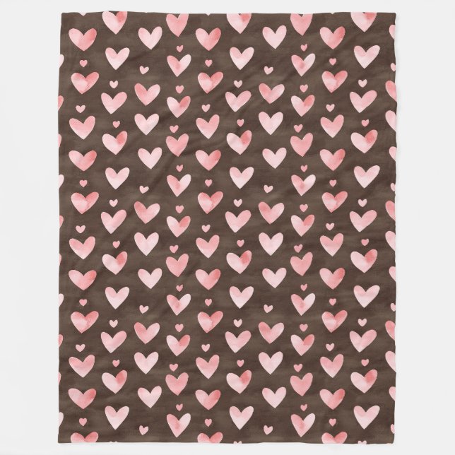 Couverture Polaire Cœurs rose brun   (Devant)