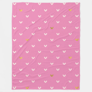 Couverture Polaire Coeurs rose Fille Or