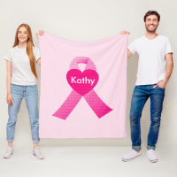 Coeurs roses personnalisés Ribbon Cancer du sein