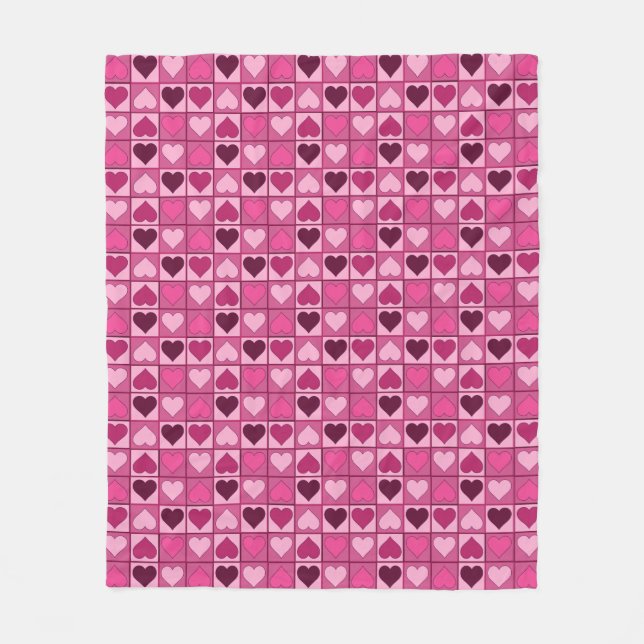 Couverture Polaire Coeurs roses romantiques en haut et en bas (Devant)
