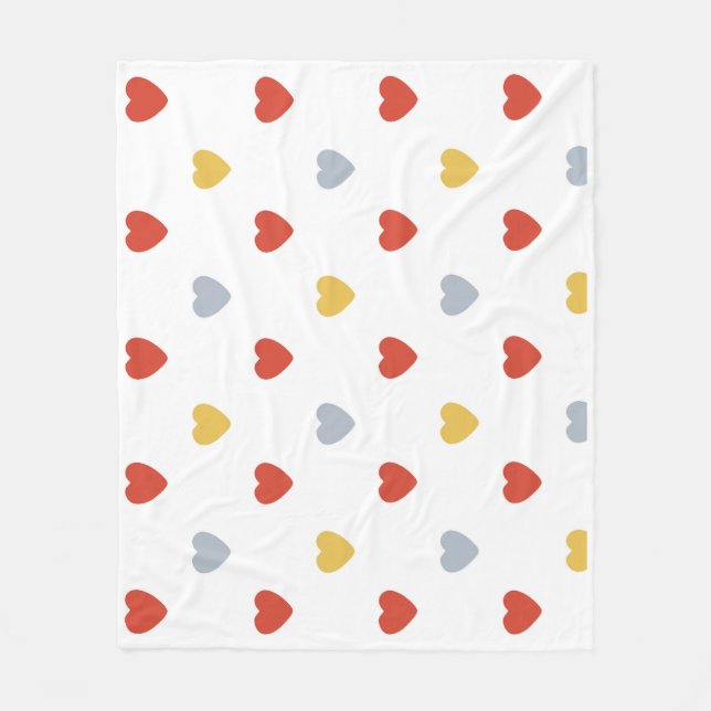 Couverture Polaire Coeurs Rouge Et Jaune (Devant)