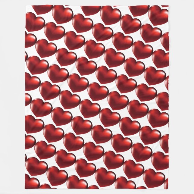 Couverture Polaire Coeurs rouges (Devant)
