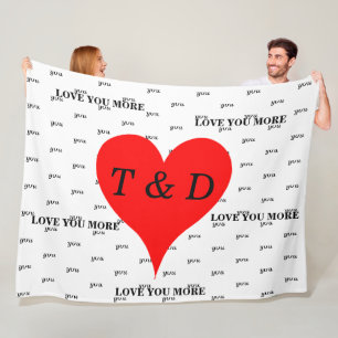 Couverture Polaire Cœurs rouges amour vous amour vous plus monogramme