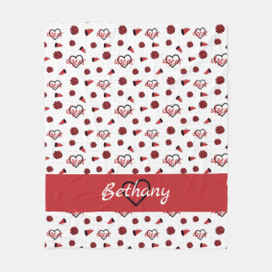 Couverture Polaire Coeurs rouges, pots de chat, Motif mégaphone