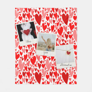 Couverture Polaire Coeurs rouges super et romantiques Saint Valentin 
