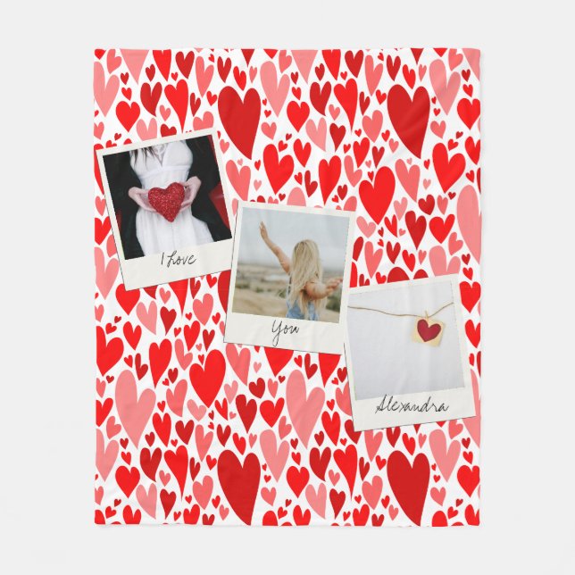 Couverture Polaire Coeurs rouges super et romantiques Saint Valentin  (Devant)
