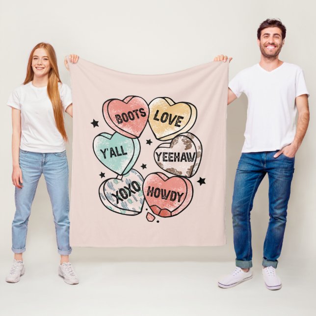 Couverture Polaire Coeurs thématiques Cowboy Cowgirl (En situation)