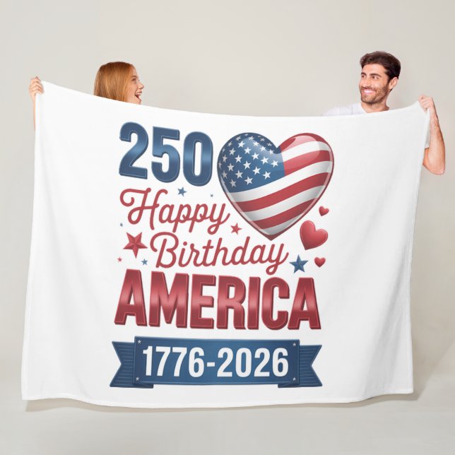 Couverture Polaire Cœurs USA 1776 2026 4 juillet (En situation)