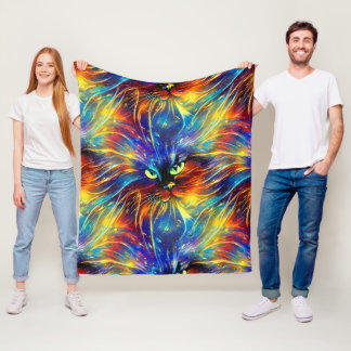 Couverture Polaire Cohésif Abstrait Exquis Cat Splashes Simples