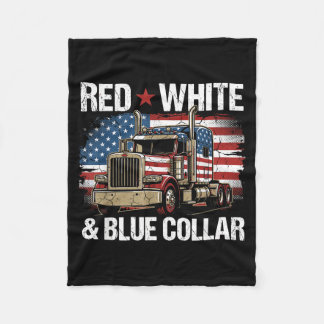 Couverture Polaire Col blanc rouge et bleu drapeau patriotique améric