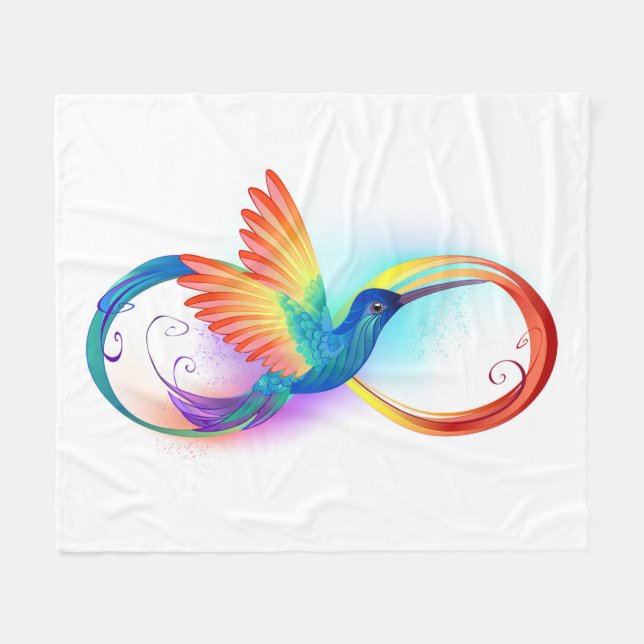 Couverture Polaire Colibri arc-en-ciel avec symbole Infinity (Devant (Horizontal))