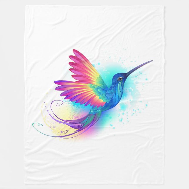 Couverture Polaire Colibri arc-en-ciel exotique (Devant)