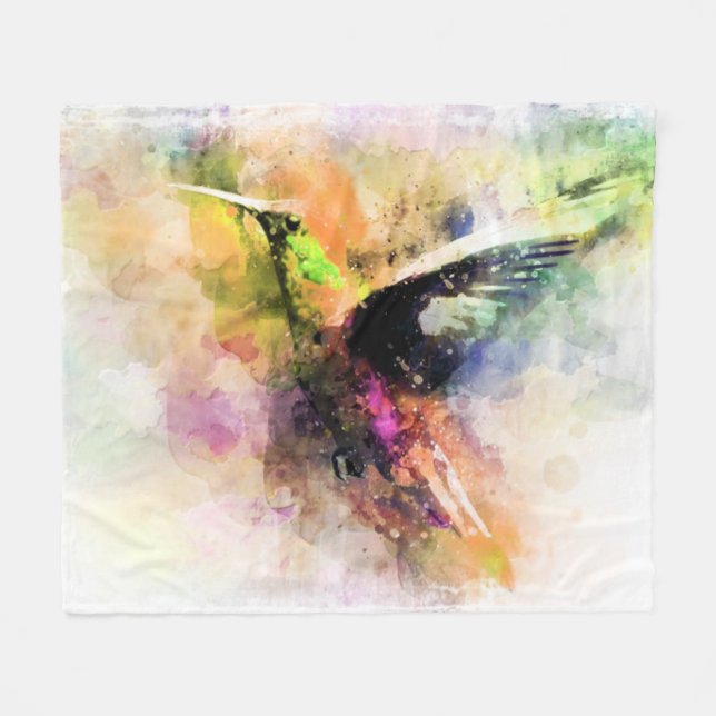 Couverture Polaire Colibri d'aquarelle (Devant (Horizontal))