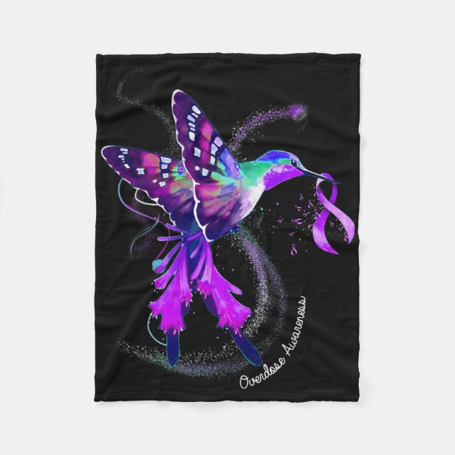 Couverture Polaire Colibri tenant un surdosage du ruban pourpre (Devant)
