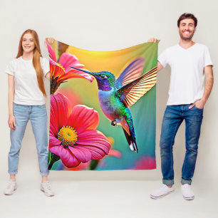 Couverture Polaire Colibri vibrant au coucher du soleil