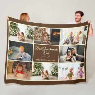 Couverture Polaire Collage Brown Grand-parent Anniversaire Cadeau pho