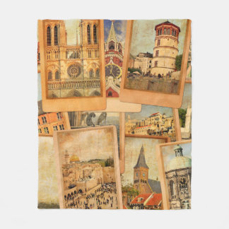 Couverture Polaire Collage carte photo vintage. Europe, Moyen-Orient