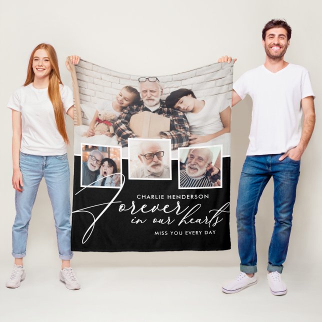 Couverture Polaire Collage De 4 Photo À La Main Pour Toujours Dans No (En situation)