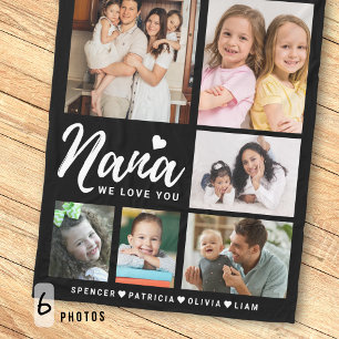 Couverture Polaire Collage de 6 photos de vos petits-enfants pour Nan
