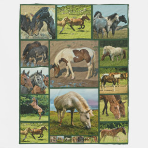 Couverture Polaire Collage de chevaux sauvages
