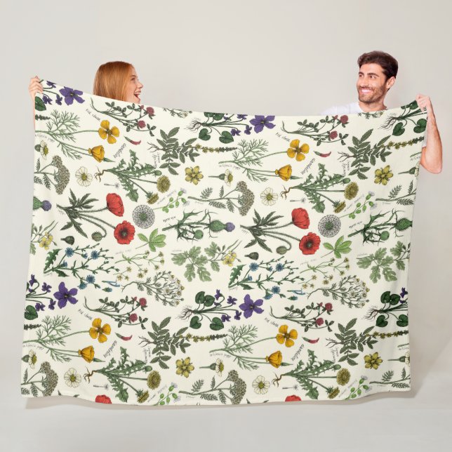 Couverture Polaire Collage de fleurs sauvages (En situation)