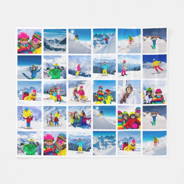 Couverture Polaire Collage de grille de 30 photos blanc (Devant (Horizontal))