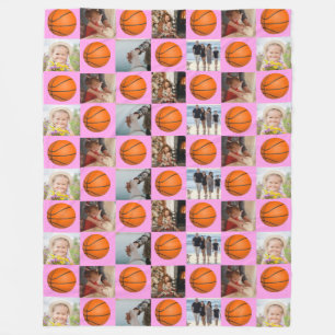Couverture Polaire Collage de la famille de basket-ball Motif photo r