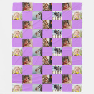 Couverture Polaire Collage de la famille violet Photo Motif Fleece Bl