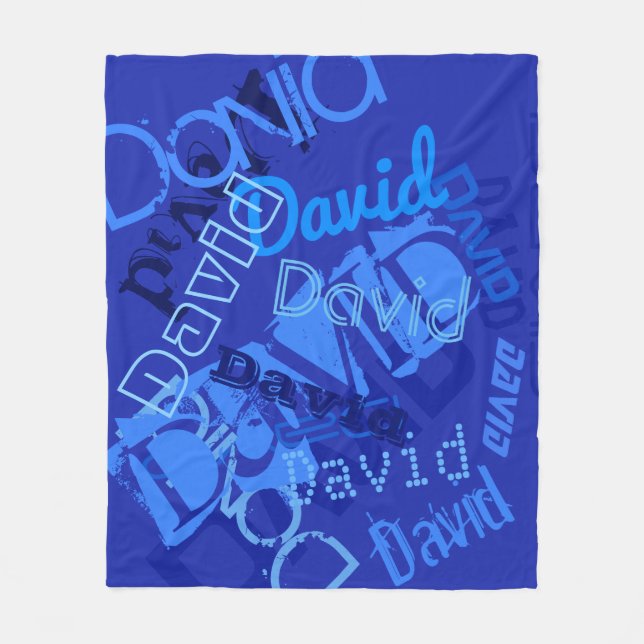 Couverture Polaire Collage de nom personnalisable Cool Blue (Devant)