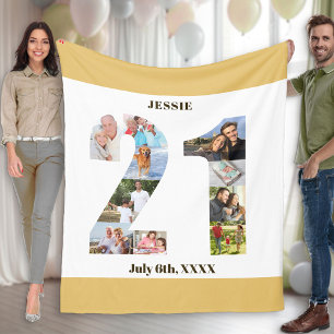 Couverture Polaire Collage de photos 21e anniversaire photo de sable
