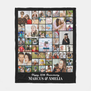 Couverture Polaire Collage de photos d'anniversaire de mariage 50 pho