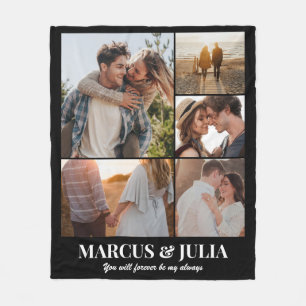 Couverture Polaire Collage de photos d'anniversaire de mariage 5 imag