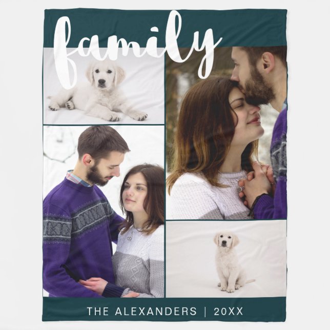 Couverture Polaire Collage de photos de famille (Devant)