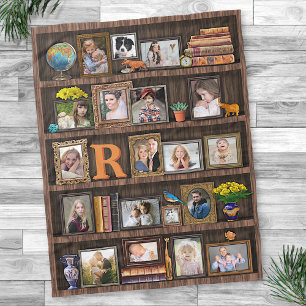Couverture Polaire Collage de photos de famille Antique Bookcase Pers