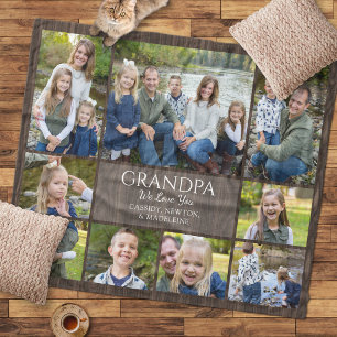 Couverture Polaire Collage de photos de grand-père petits-enfants